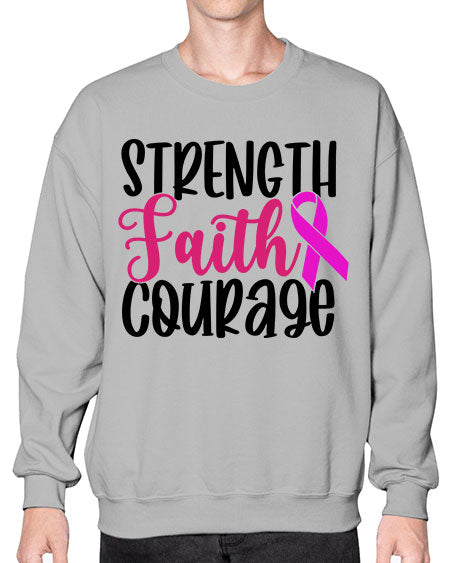 Strength Faith Courage 7# - breast cancer- Sweatshirt - Crew