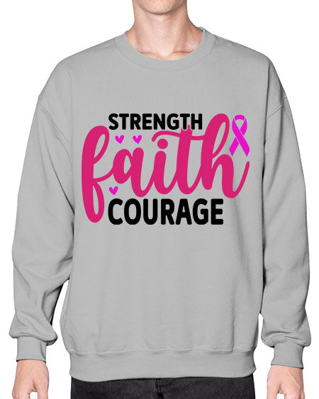 Strength Faith Courage 8# - breast cancer- Sweatshirt - Crew