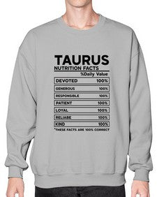 Taurus Nutrition Facts 490# - taurus- Sweatshirt - Crew