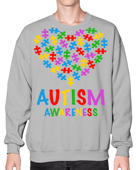 autism awareness heart love puzzle 15# - autism- Sweatshirt - Crew