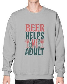 beer helps me adult 646# - beer- Sweatshirt - Crew