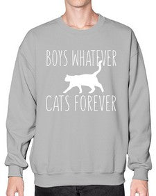 boys whatever cats forever - cats- Sweatshirt - Crew