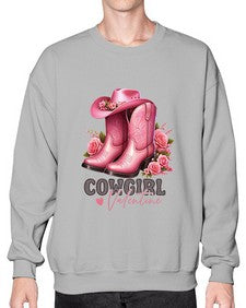 cowgirl valentine cupid valentine 352# - western- Sweatshirt - Crew