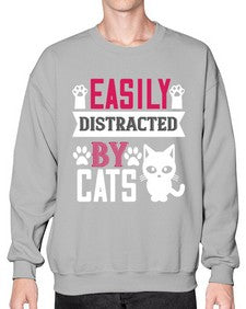 easily distracted by cats Style 47# - cats- Sweatshirt - Crew