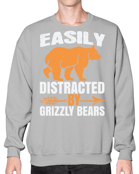 easily distracted by grizzly bears 107# - bears - animals- Sweatshirt - Crew