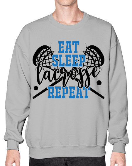 eat sleep lacrosse repeat 15# - lacrosse- Sweatshirt - Crew