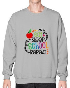 eat sleep school repeat 45# - general school- Sweatshirt - Crew