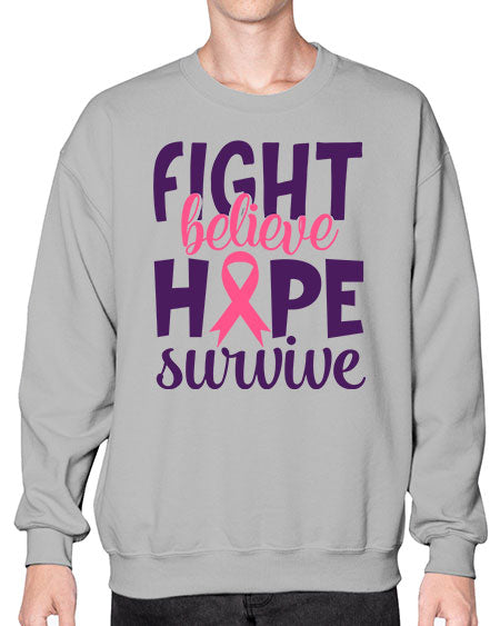 fight believe hope survive Style 13# - breast cancer- Sweatshirt - Crew