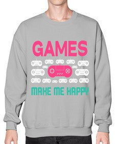 games make me happy 96# - video games- Sweatshirt - Crew