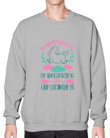 happiness is believing in unicorns 162# - unicorn- Sweatshirt - Crew