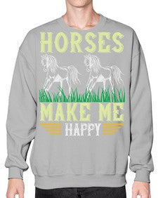 horses make me happy Style 40# - horse- Sweatshirt - Crew