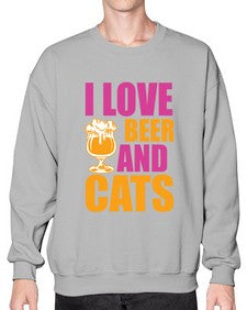 i love beer and cats 1138# - beer- Sweatshirt - Crew