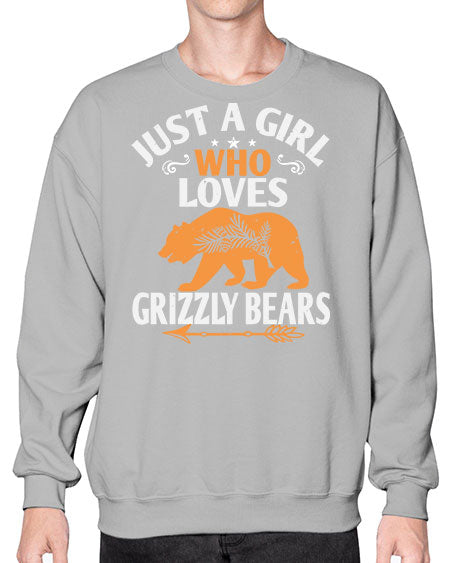 just a girl who loves grizzly bears 159# - bears - animals- Sweatshirt - Crew