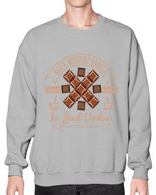 life without books chocolate coffee is just useless 318# - chocolate- Sweatshirt - Crew