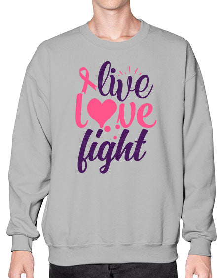 live love fight Style 8# - breast cancer- Sweatshirt - Crew