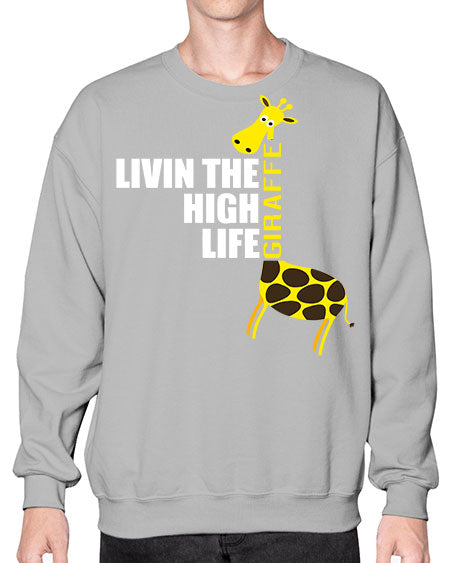 living the high life giraffe - giraffee- Sweatshirt - Crew