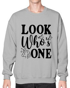 look whos one 262# - unicorn- Sweatshirt - Crew
