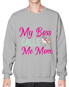 my boss calls me mom 313# - unicorn- Sweatshirt - Crew