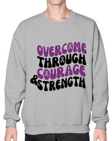 overcome through courage strength 204# - alzheimers- Sweatshirt - Crew