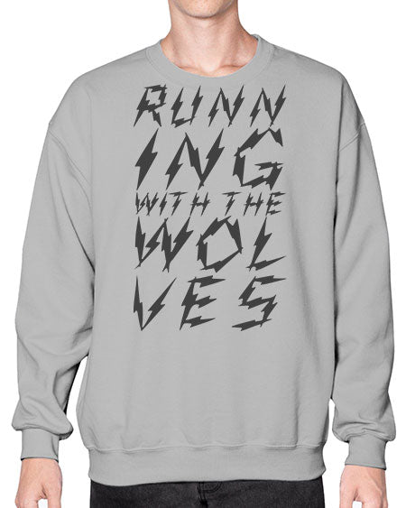 running with the wolves - wolf- Sweatshirt - Crew