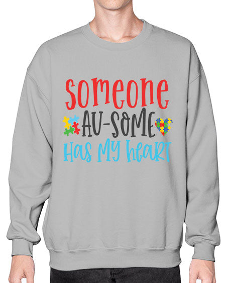 someone ausome has my heart Style 40# - autism- Sweatshirt - Crew