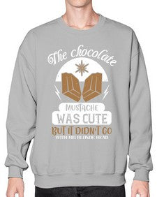 the chocolate mustache was cute but it didnt go with his blonde head 415# - chocolate- Sweatshirt - Crew