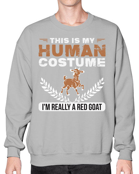 this is my human costume im really a red goat Style 1# - goat- Sweatshirt - Crew