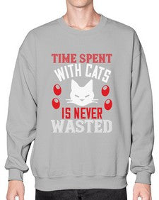 time spend with cat is never wasted Style 120# - cats- Sweatshirt - Crew