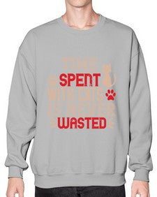 time spend with cat is never wasted Style 121# - cats- Sweatshirt - Crew