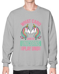 what card game do unicorns play uno 548# - unicorn- Sweatshirt - Crew