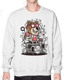 Bear drummer 14# - cartoon animals- Sweatshirt - Crew