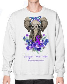 Forget me not Alzheimers Awareness Elephant Flower 150# - alzheimers- Sweatshirt - Crew