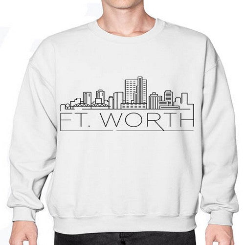 Ft Worth Minimal Skyline 750# - cities- Sweatshirt - Crew