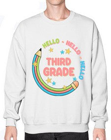 Hello third Grade Pencil 346# - third grade- Sweatshirt - Crew