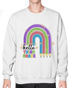 Hello third Grade Pencil Rainbow 347# - third grade- Sweatshirt - Crew