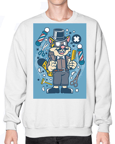 Hipster Barber Leopard835# - barber- Sweatshirt - Crew