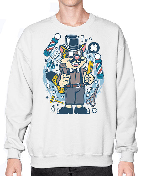 Hipster Barber Leopard836# - barber- Sweatshirt - Crew