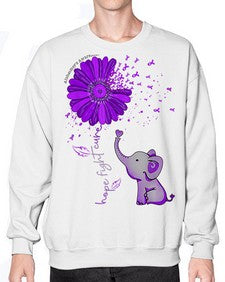 Hope Fight Cure Elephant Alzheimers Purple Ribbon 161# - alzheimers- Sweatshirt - Crew