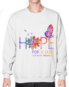 Hope For A Cure Alzheimer Awareness Flower 162# - alzheimers- Sweatshirt - Crew