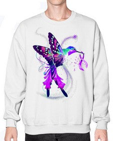 Hummingbird Holding Purple Ribbon Alzheimers Awareness 166# - alzheimers- Sweatshirt - Crew