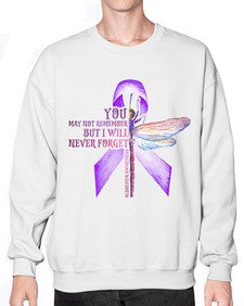 I Will Never Forge Alzheimer Awareness 179# - alzheimers- Sweatshirt - Crew