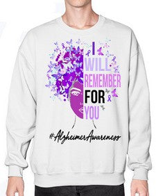 I Will Remember For You Alzheimer Awareness Womens Butterfly 181# - alzheimers- Sweatshirt - Crew