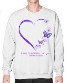 I Will Remember For You Butterfly Alzheimers Awareness 185# - alzheimers- Sweatshirt - Crew