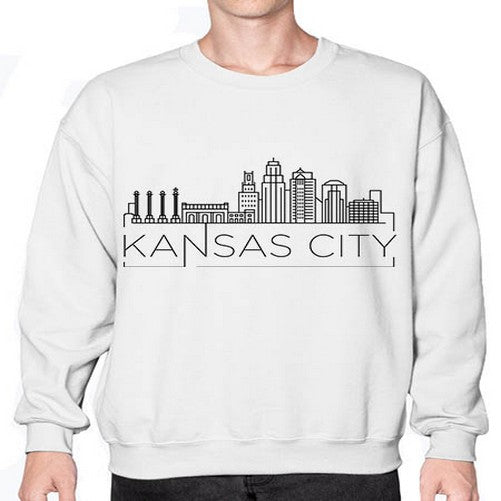Kansas City Minimal Skyline 1009# - cities- Sweatshirt - Crew