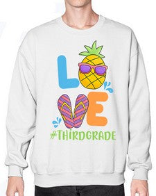 LOVE third Grade Summer Pineapple 527# - third grade- Sweatshirt - Crew