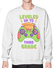 Leveled up to third Grade 472# - third grade- Sweatshirt - Crew