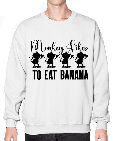 Monkey likes to eat banana  - monkey- Sweatshirt - Crew