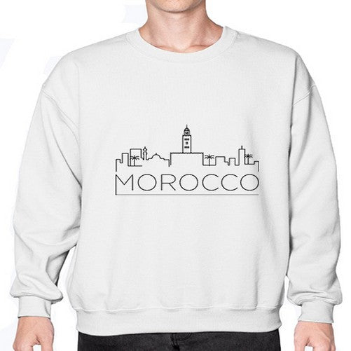 Morocco Minimal Skyline 1352# - cities- Sweatshirt - Crew