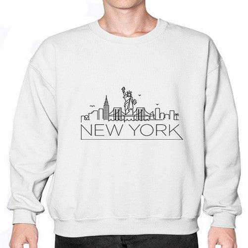 New York Minimal Skyline 1468# - cities- Sweatshirt - Crew