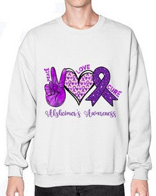 Peace Love Cure Alzheimer Awareness 205# - alzheimers- Sweatshirt - Crew
